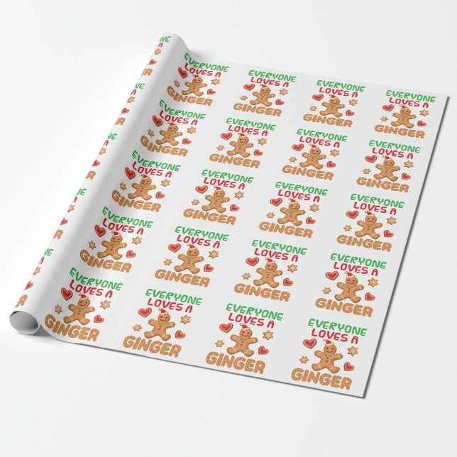 Gingerbread Man Everyone Loves a Ginger Wrapping Paper (Unrolled)