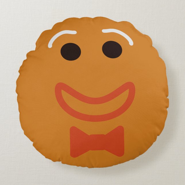 Gingerbread Man Face Fun Cookie Holiday Round Cushion (Front)