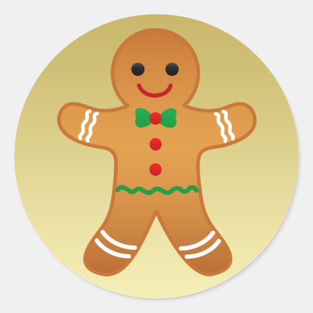Gingerbread Man | Faux Gold Christmas Sticker (Front)