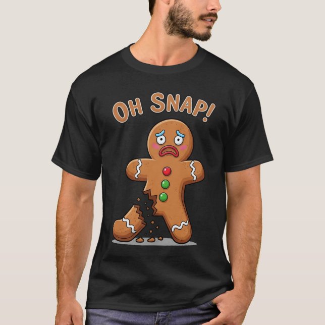 Gingerbread Man Finally Snapped Funny Christmas T-Shirt (Front)