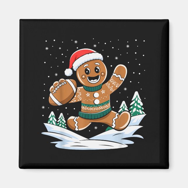 Gingerbread Man Football Ugly Christmas Pajamas Co Magnet (Front)