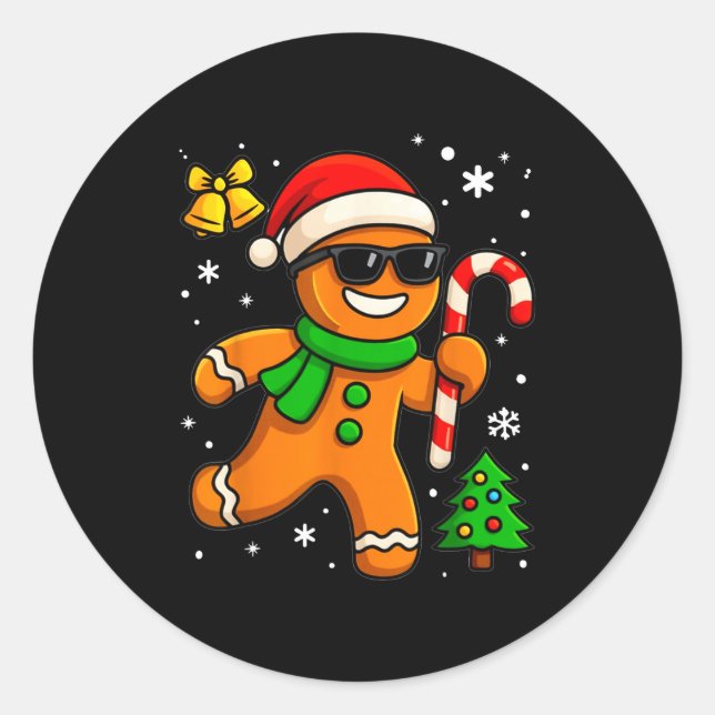 Gingerbread Man Funny Christmas Cookie Costume Bak Classic Round Sticker (Front)