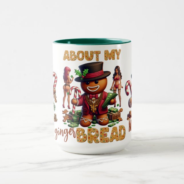 Gingerbread Man Funny Red Christmas Mug (Center)