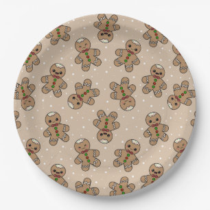 Gingerbread man geometric pattern  paper plate