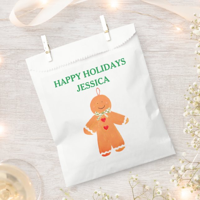 Gingerbread man gift Christmas party Cute Xmas Favour Bag (Clipped)
