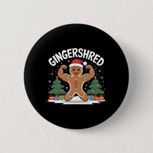 Gingerbread Man Gingershred Funny Gym Workout Chri 6 Cm Round Badge