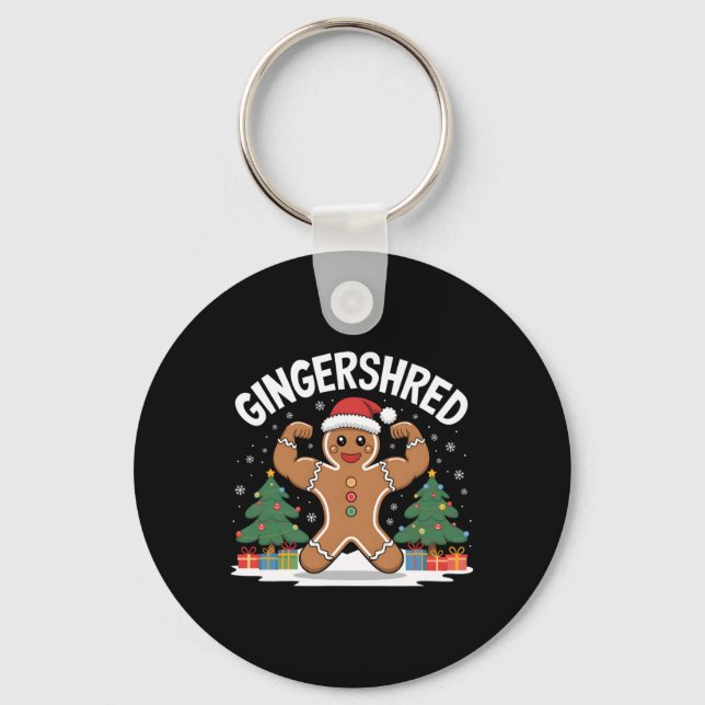 Gingerbread Man Gingershred Funny Gym Workout Chri Key Ring (Front)
