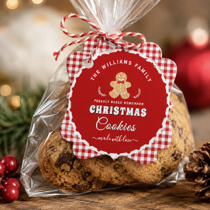 Gingerbread man Gingham Christmas Cookies Hang tag