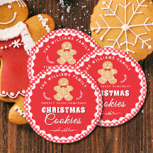 Gingerbread man Gingham Christmas Cookies Label