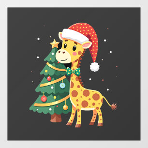 Gingerbread Man Giraffe Santa Hat Christmas Tree T
