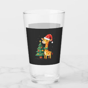 Gingerbread Man Giraffe Santa Hat Christmas Tree T Glass
