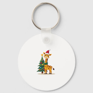 Gingerbread Man Giraffe Santa Hat Christmas Tree T Key Ring
