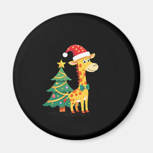 Gingerbread Man Giraffe Santa Hat Christmas Tree T Magnet