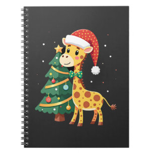Gingerbread Man Giraffe Santa Hat Christmas Tree T Notebook