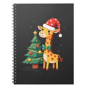Gingerbread Man Giraffe Santa Hat Christmas Tree T Notebook