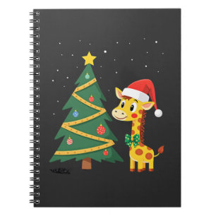 Gingerbread Man Giraffe Santa Hat Christmas Tree T Notebook