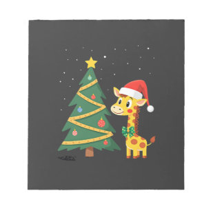 Gingerbread Man Giraffe Santa Hat Christmas Tree T Notepad