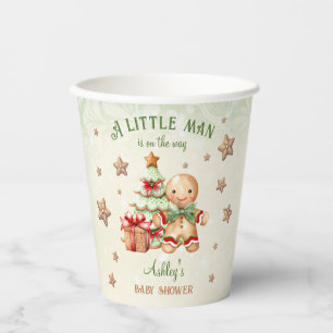 Gingerbread Man Green Red Christmas Baby Shower Paper Cups