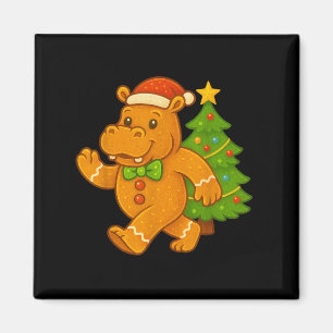 Gingerbread Man Hip Santa Hat Hiptamus Christmas T Magnet