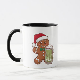 Gingerbread Man Holding a Matcha Drink Christmas Mug