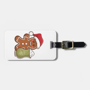 Gingerbread Man Holding Matcha Drink Christmas Luggage Tag