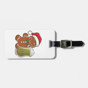 Gingerbread Man Holding Matcha Drink Christmas Luggage Tag