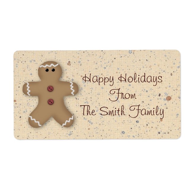 Gingerbread Man Holiday Label (Front)