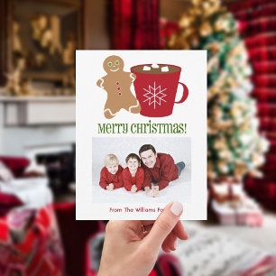 Gingerbread Man & Hot Chocolate Christmas Photo Holiday Card