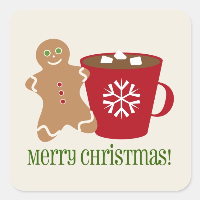 Gingerbread Man & Hot Chocolate Christmas Sticker (Front)