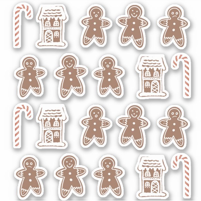 Gingerbread Man House Candy Cane Christmas Cookie  (Front)