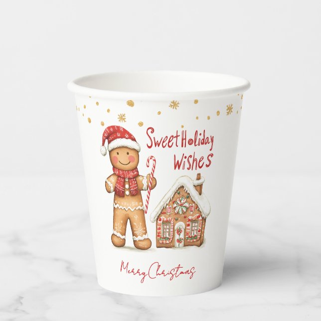 Gingerbread man House Christmas Paper cup (Front)