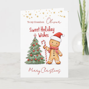 Gingerbread man House Grandson Christmas Holiday Card