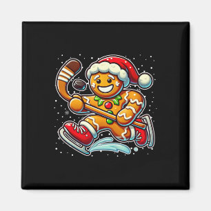 Gingerbread Man Ice Hockey Funny Christmas Santa S Magnet