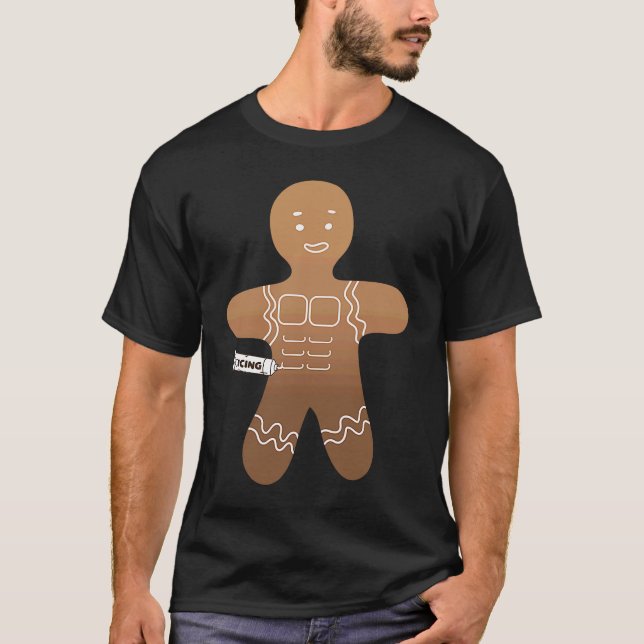 Gingerbread Man Icing Fitness Workout Ugly Christm T-Shirt (Front)