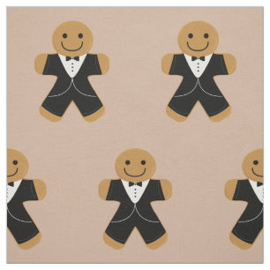 Gingerbread man in a tuxedo fabric