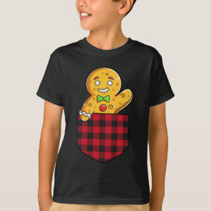 Gingerbread Man In Cket Funny Christmas Cookie Boy T-Shirt