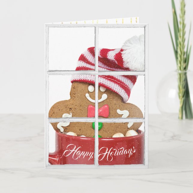 gingerbread man in red mug with window card (Front)