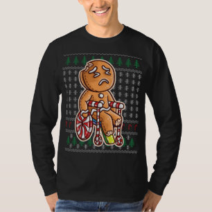 Gingerbread Man In Wheelchair Broken Leg Joke Cook T-Shirt