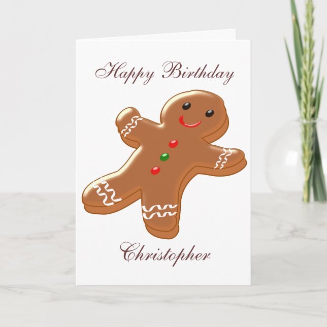 Gingerbread Man Just Add Name Birthday Card (Front)