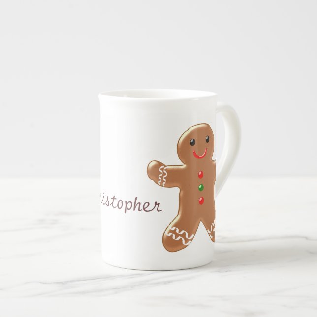 Gingerbread Man Just Add Name Bone China Mug (Front Right)