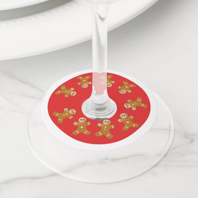 Gingerbread Man Line Wine Glass Tag (Close Up)