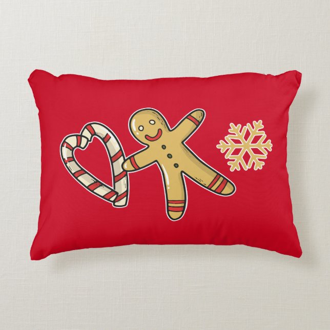 Gingerbread man love decorative cushion (Front)
