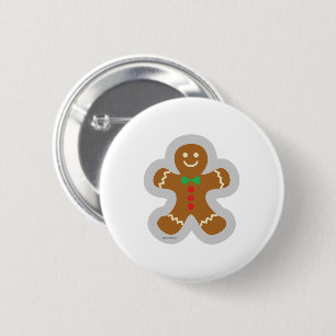 Gingerbread Man Making The Angel In The Snow 6 Cm Round Badge