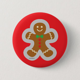 Gingerbread Man Making The Angel in the Snow 6 Cm Round Badge