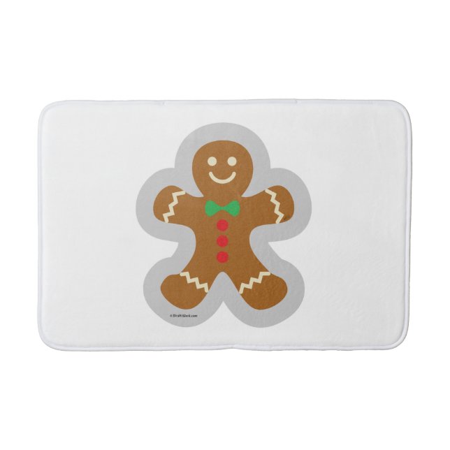 Gingerbread Man Making The Angel In The Snow Bath Mat (Front)