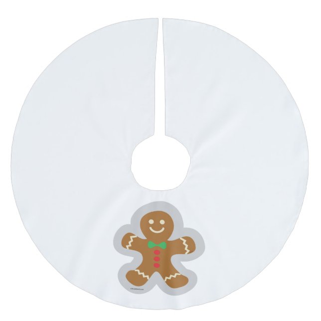 Gingerbread Man Making The Angel In The Snow Brushed Polyester Tree Skirt (Front)
