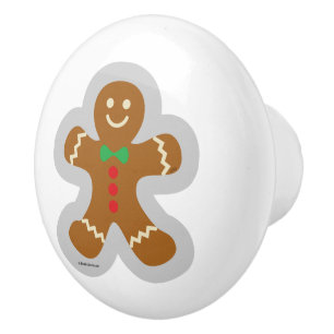 Gingerbread Man Making The Angel In The Snow Ceramic Knob
