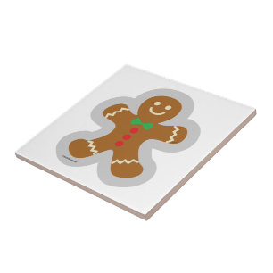 Gingerbread Man Making The Angel In The Snow Ceramic Tile