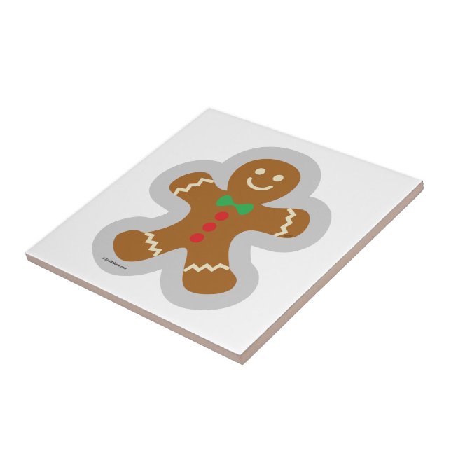 Gingerbread Man Making The Angel In The Snow Ceramic Tile (Side)