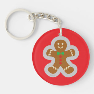 Gingerbread Man Making The Angel In The Snow Key Ring